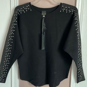 NWT  AAEDA SWEATER SIZE S BLACK WITH RHINESTONE